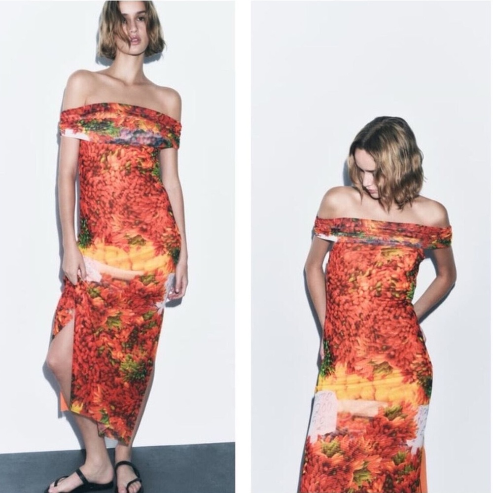 Zara Picante All Over Print Maxi Dress Size Small NWOTS Bloggers Favorite